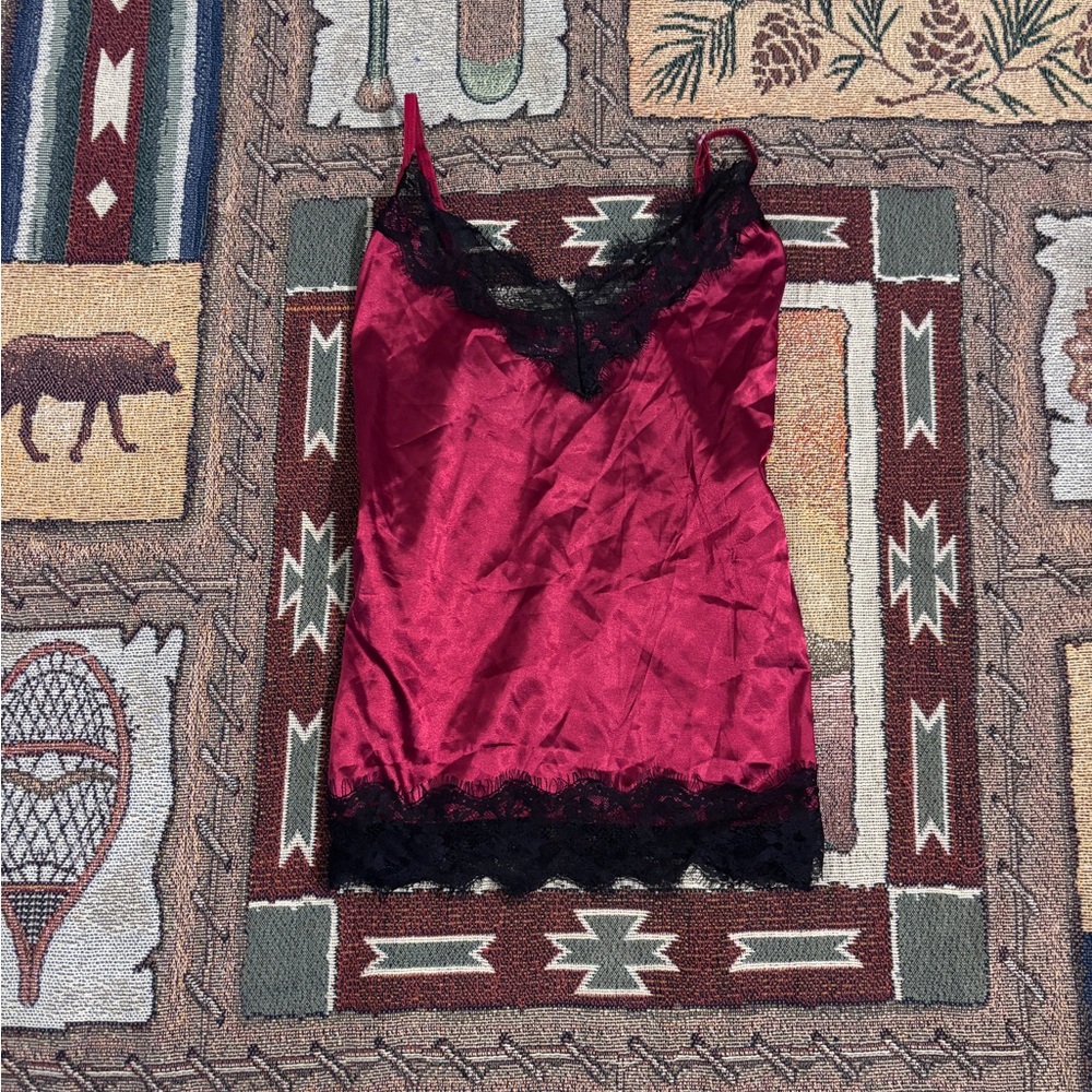 Elegant Red Lace Trim Camisole